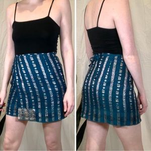 Vintage 'El Quetzal De Las Indias' Indian Silk Embroidered Mini Wrap Skirt